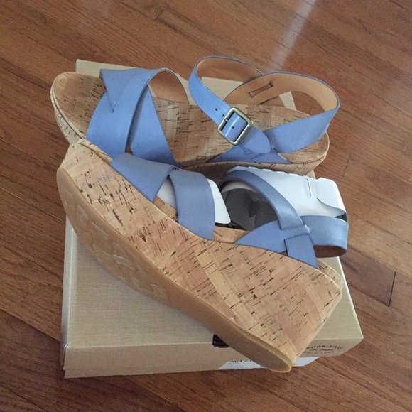 Kork-Ease Ava 2.0 Platform Sandals 9M - Cerulian Denim Light Blue Leather - Picture 2 of 4